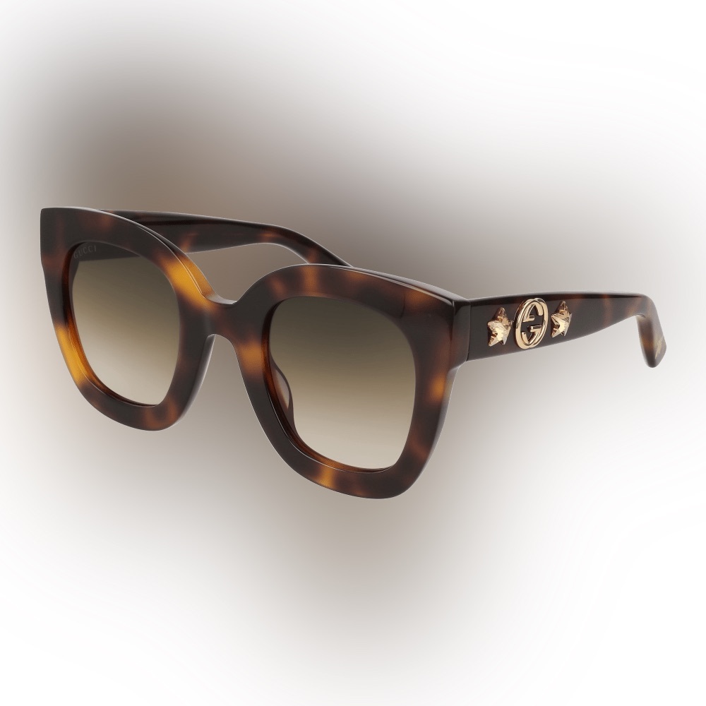 Gucci round frame star sunglasses - tortoise
